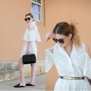 *NWT* White cold shoulder shirt dress